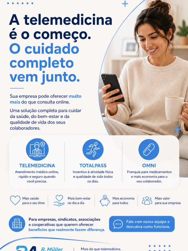 A telemedicina é só o começo. O cuidado completo vem junto.